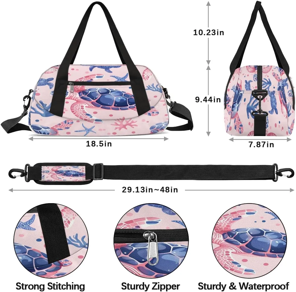 Sport Duffel Bag Beautiful Turtle Kids Gym Bag Weekender Overnight Bags for Boys Girls Teens Carry On Workout Travel Bag