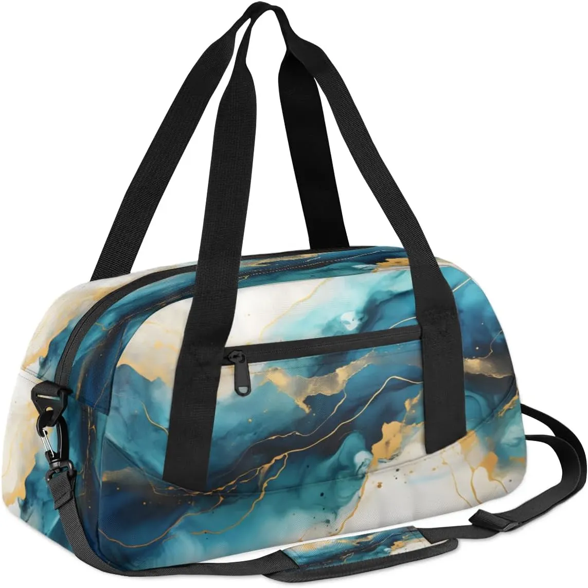 Sport Duffel Bag Blue Marble Style Kids Gym Bag Weekender Overnight Bags for Boys Girls Teens Carry On Workout Travel Bag