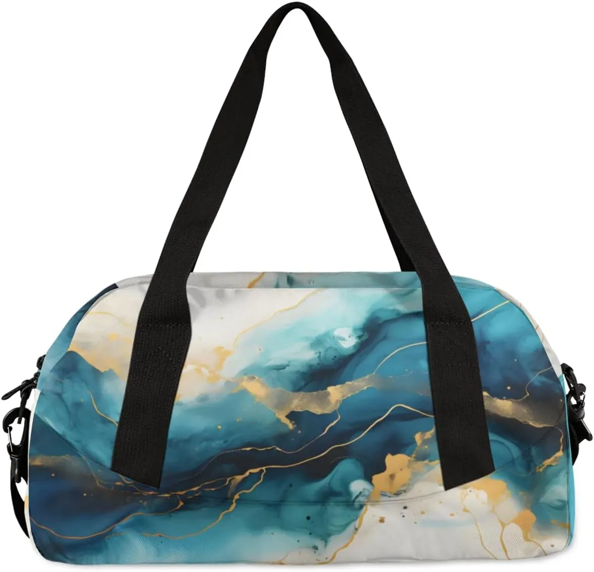 Sport Duffel Bag Blue Marble Style Kids Gym Bag Weekender Overnight Bags for Boys Girls Teens Carry On Workout Travel Bag