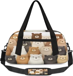Sport Duffel Bag Cartoon Bears Kids Gym Bag Weekender Overnight Bags for Boys Girls Teens Carry On Workout Travel Bag
