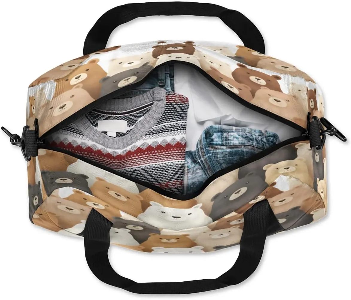 Sport Duffel Bag Cartoon Bears Kids Gym Bag Weekender Overnight Bags for Boys Girls Teens Carry On Workout Travel Bag