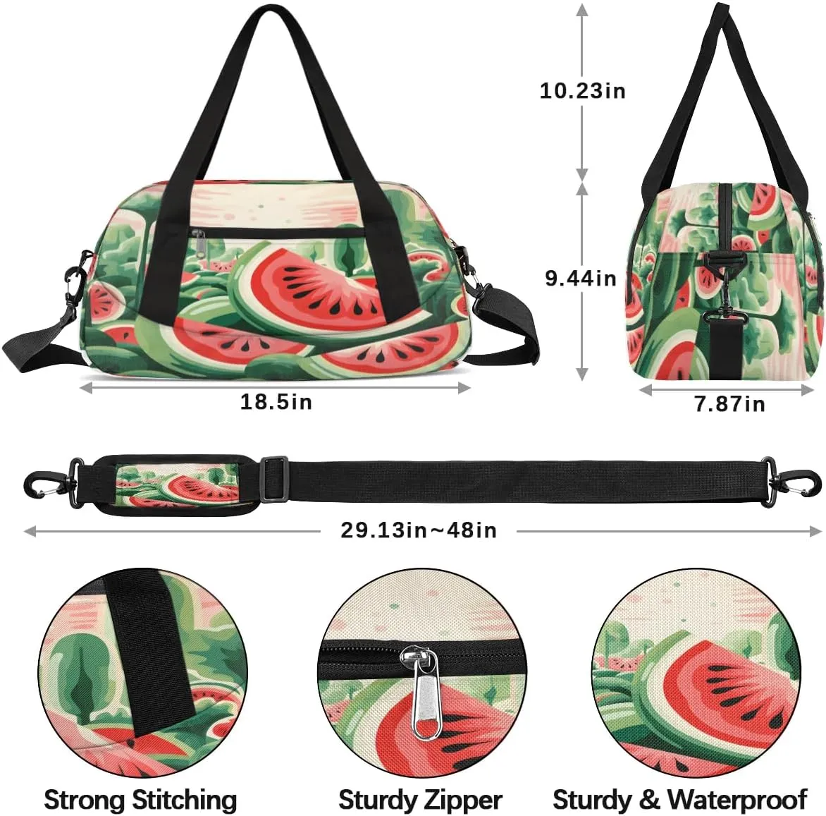 Sport Duffel Bag Cartoon Watermelon Kids Gym Bag Weekender Overnight Bags for Boys Girls Teens Carry On Workout Travel Bag