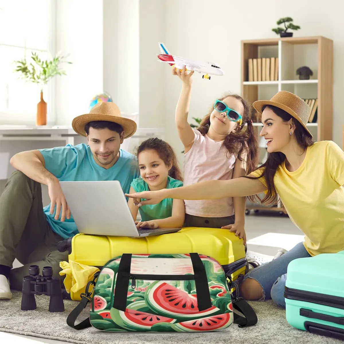 Sport Duffel Bag Cartoon Watermelon Kids Gym Bag Weekender Overnight Bags for Boys Girls Teens Carry On Workout Travel Bag