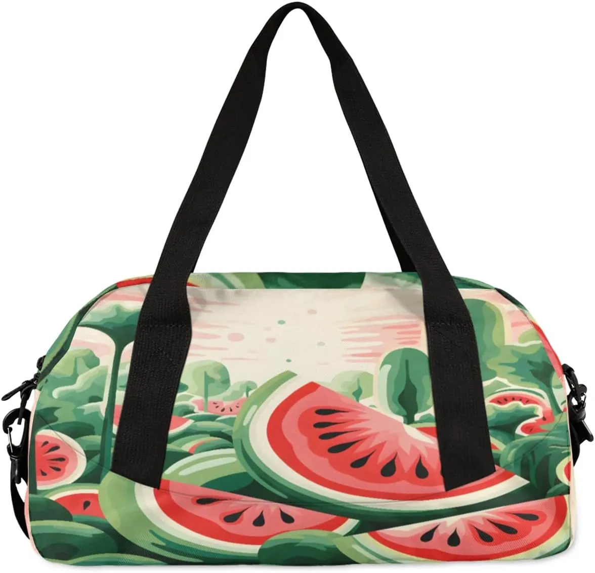 Sport Duffel Bag Cartoon Watermelon Kids Gym Bag Weekender Overnight Bags for Boys Girls Teens Carry On Workout Travel Bag