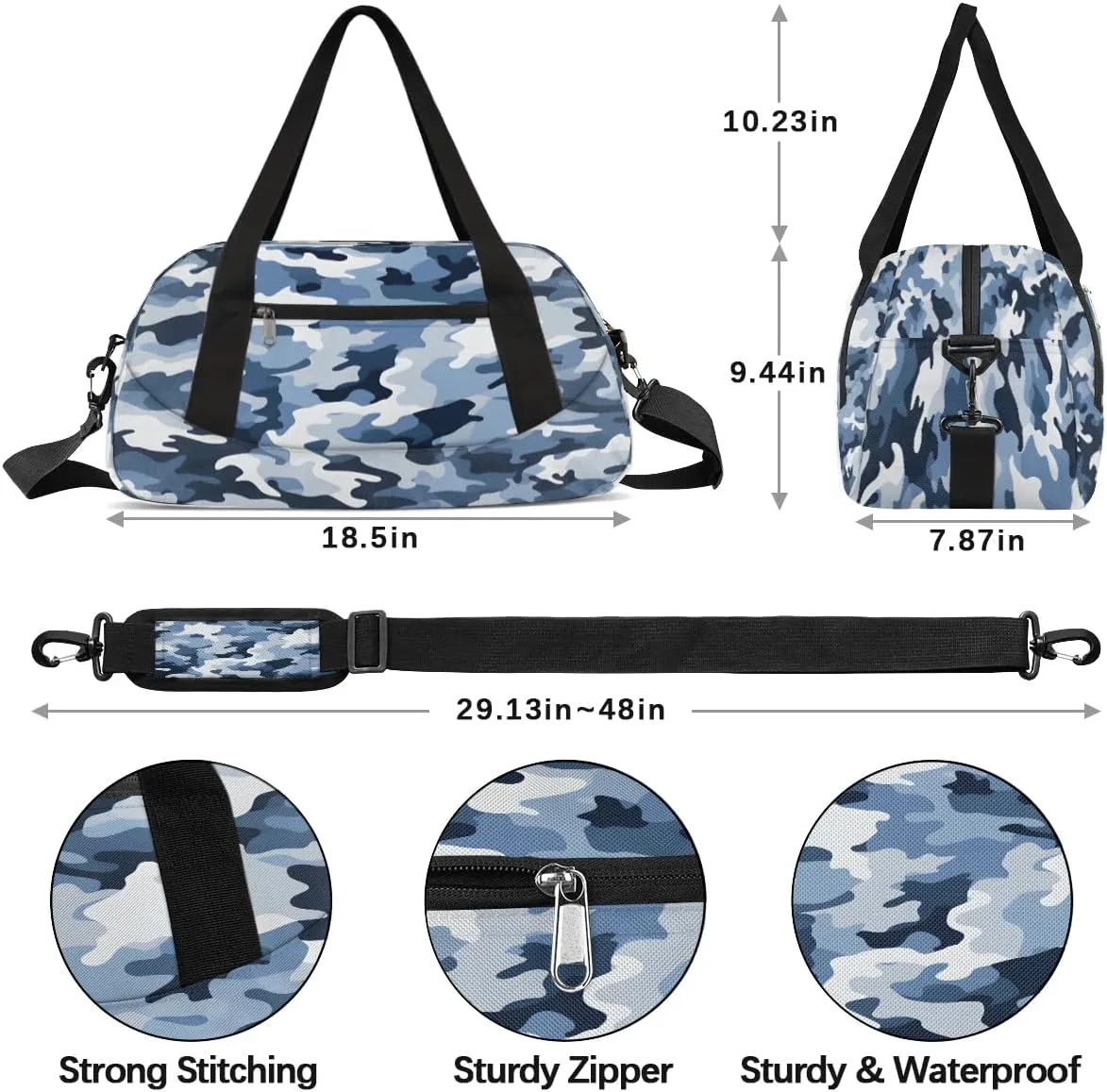 Sport Duffel Bag Classic Camo Kids Gym Bag Weekender Overnight Bags for Boys Girls Teens Carry On Workout Travel Bag