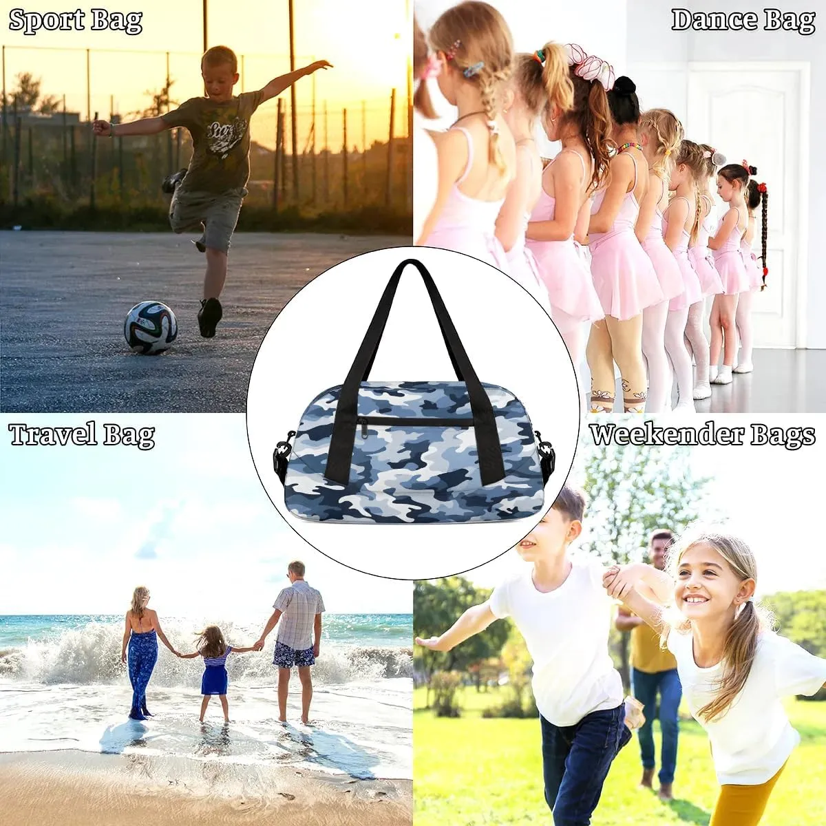 Sport Duffel Bag Classic Camo Kids Gym Bag Weekender Overnight Bags for Boys Girls Teens Carry On Workout Travel Bag