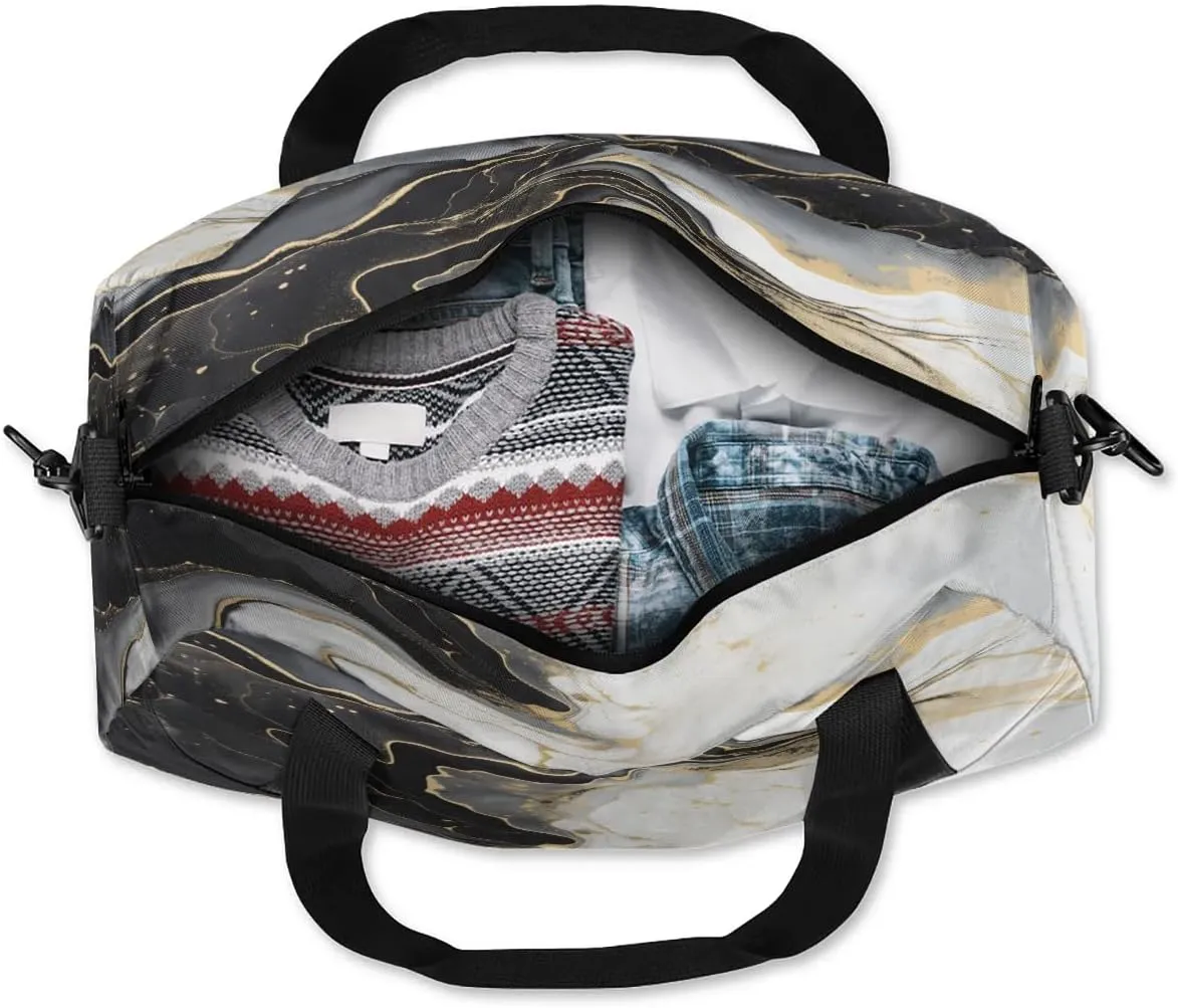 Sport Duffel Bag Classic Marble Pattern Kids Gym Bag Weekender Overnight Bags for Boys Girls Teens Carry On Workout Travel Bag