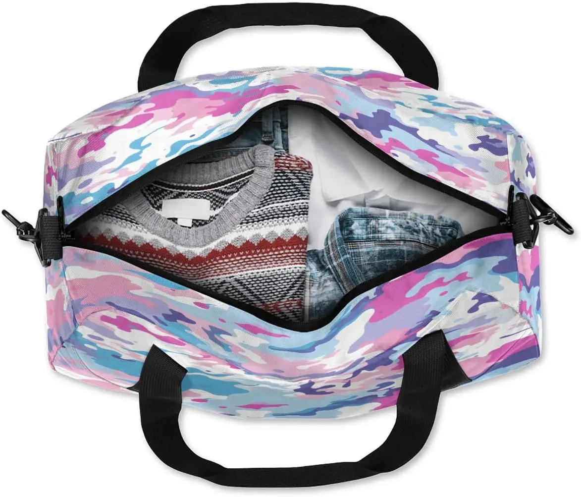 Sport Duffel Bag Colorful Camo Kids Gym Bag Weekender Overnight Bags for Boys Girls Teens Carry On Workout Travel Bag