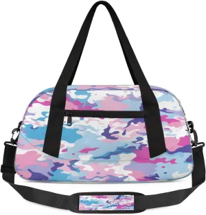 Sport Duffel Bag Colorful Camo Kids Gym Bag Weekender Overnight Bags for Boys Girls Teens Carry On Workout Travel Bag