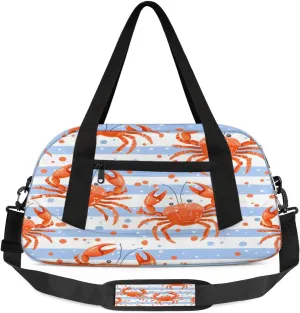 Sport Duffel Bag Crabs Stripes Kids Gym Bag Weekender Overnight Bags for Boys Girls Teens Carry On Workout Travel Bag