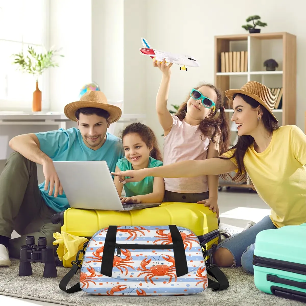 Sport Duffel Bag Crabs Stripes Kids Gym Bag Weekender Overnight Bags for Boys Girls Teens Carry On Workout Travel Bag