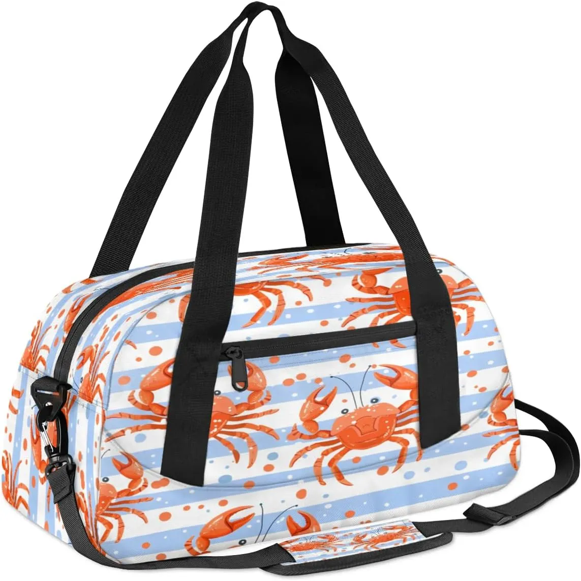 Sport Duffel Bag Crabs Stripes Kids Gym Bag Weekender Overnight Bags for Boys Girls Teens Carry On Workout Travel Bag