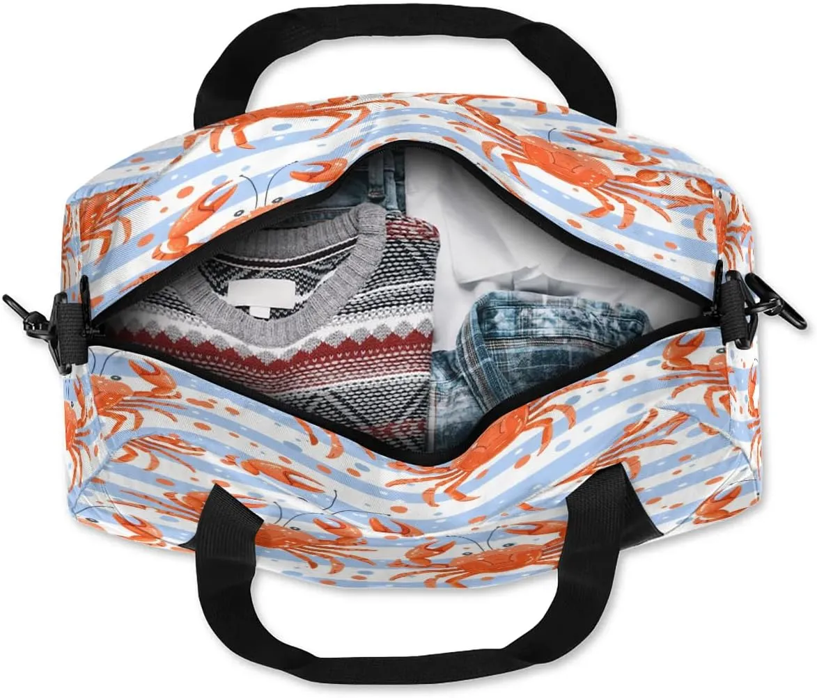 Sport Duffel Bag Crabs Stripes Kids Gym Bag Weekender Overnight Bags for Boys Girls Teens Carry On Workout Travel Bag
