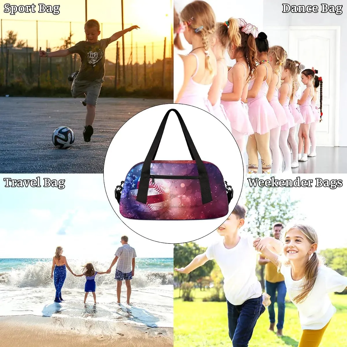 Sport Duffel Bag Creative Baseball Kids Gym Bag Weekender Overnight Bags for Boys Girls Teens Carry On Workout Travel Bag