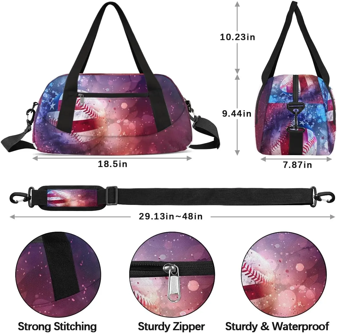 Sport Duffel Bag Creative Baseball Kids Gym Bag Weekender Overnight Bags for Boys Girls Teens Carry On Workout Travel Bag