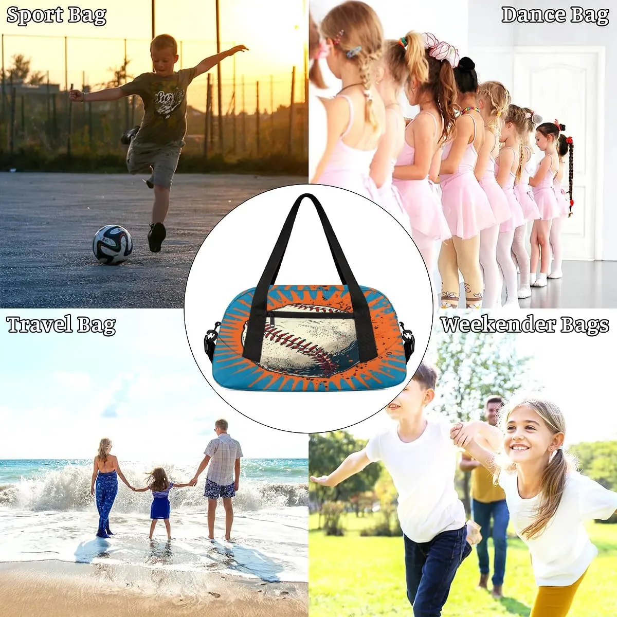 Sport Duffel Bag Fashion Baseball Kids Gym Bag Weekender Overnight Bags for Boys Girls Teens Carry On Workout Travel Bag