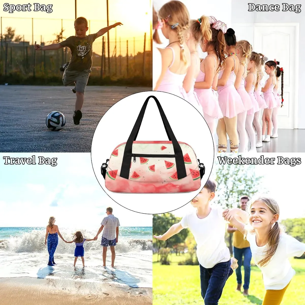 Sport Duffel Bag Fruit Watermelon Kids Gym Bag Weekender Overnight Bags for Boys Girls Teens Carry On Workout Travel Bag
