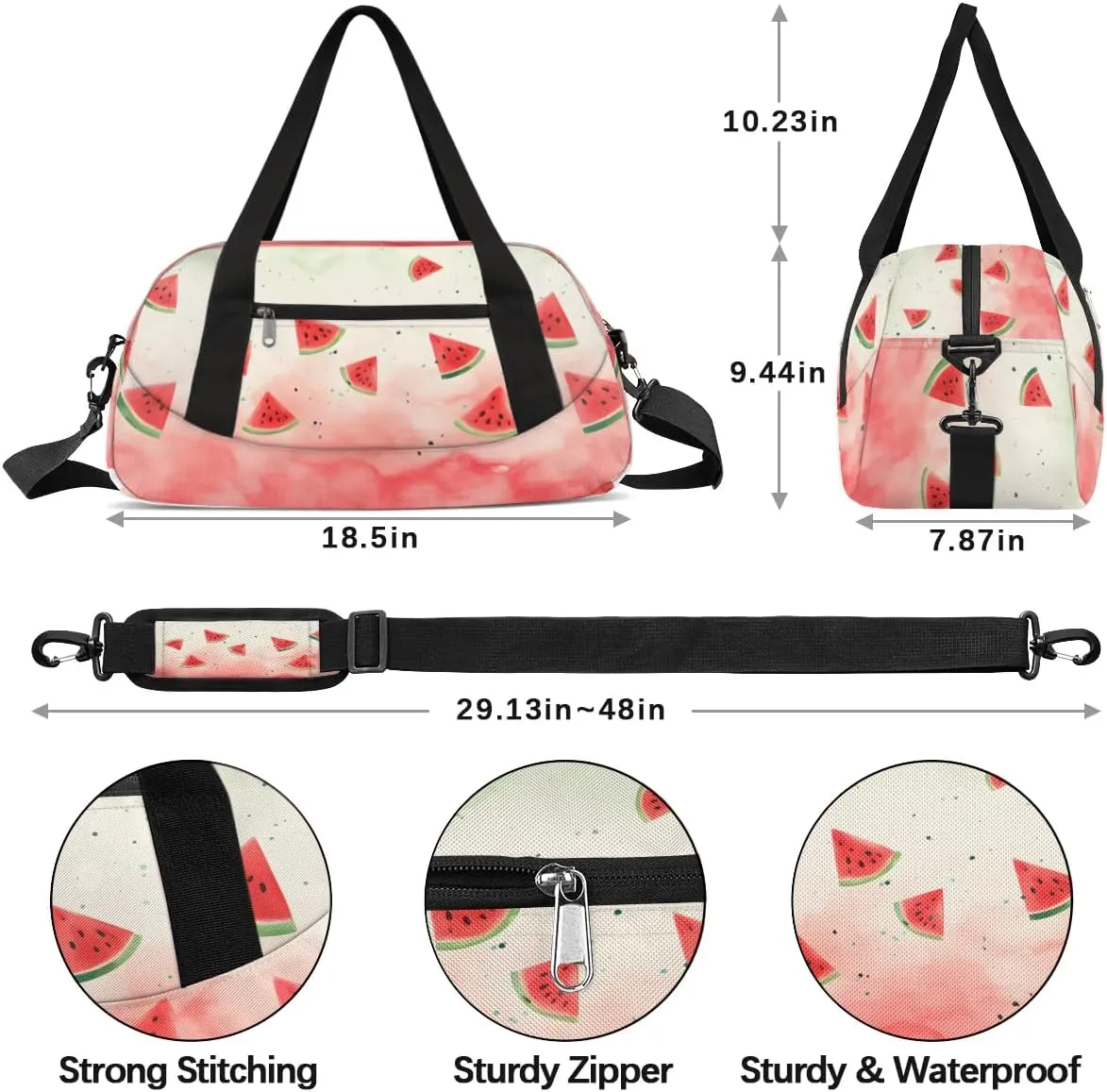 Sport Duffel Bag Fruit Watermelon Kids Gym Bag Weekender Overnight Bags for Boys Girls Teens Carry On Workout Travel Bag