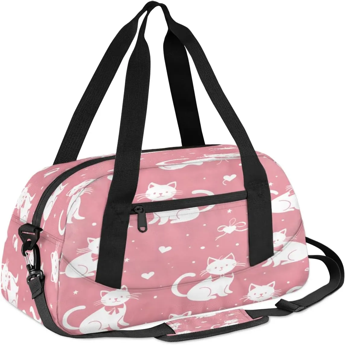 Sport Duffel Bag Lovely Cats Theme Kids Gym Bag Weekender Overnight Bags for Boys Girls Teens Carry On Workout Travel Bag