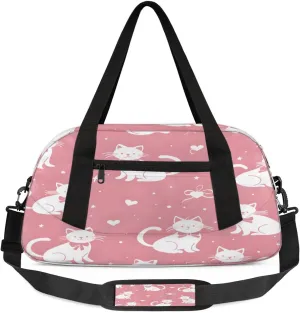 Sport Duffel Bag Lovely Cats Theme Kids Gym Bag Weekender Overnight Bags for Boys Girls Teens Carry On Workout Travel Bag