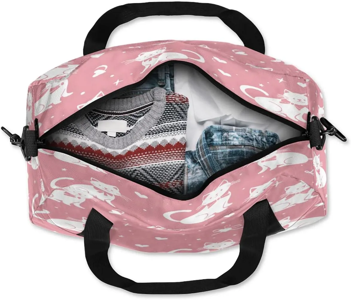 Sport Duffel Bag Lovely Cats Theme Kids Gym Bag Weekender Overnight Bags for Boys Girls Teens Carry On Workout Travel Bag