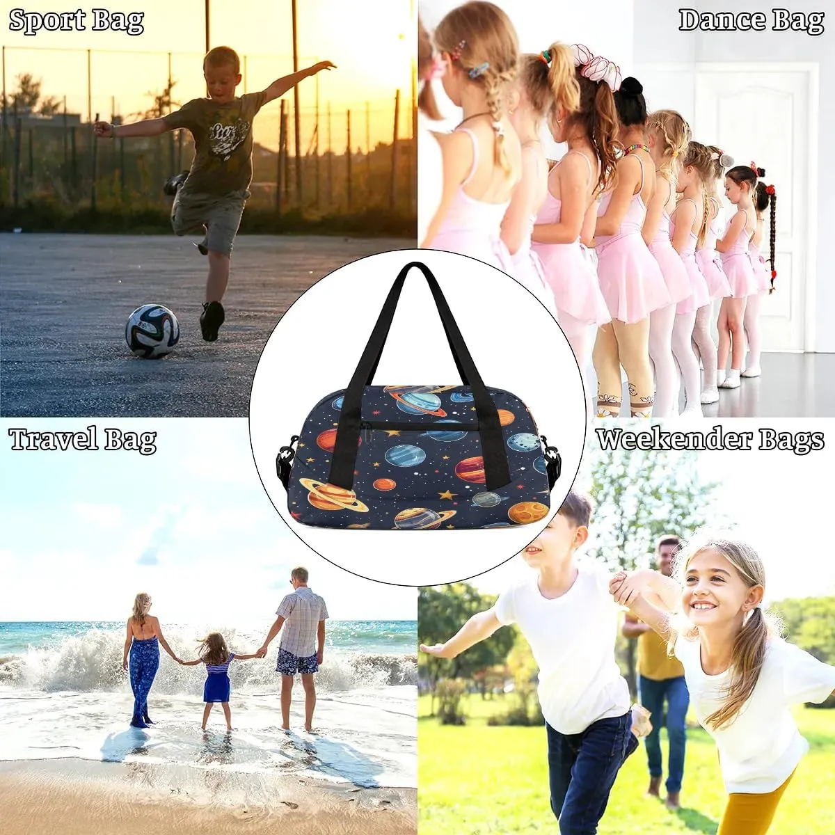 Sport Duffel Bag Planets Kids Gym Bag Weekender Overnight Bags for Boys Girls Teens Carry On Workout Travel Bag