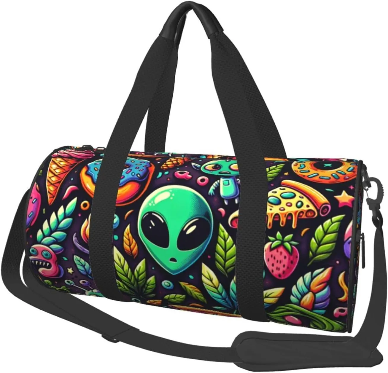 Sports Duffel Bag Alien-Donut Foldable Travel Tote Bag Weekender Sleepover Carry On Bag