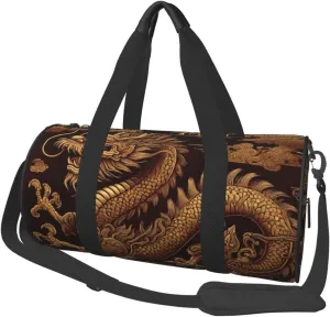 Sports Duffel Bag Asian-Dragon Foldable Travel Tote Bag Weekender Sleepover Carry On Bag