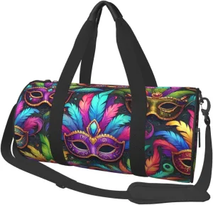 Sports Duffel Bag Colorful-Carnival-Masks Foldable Travel Tote Bag Weekender Sleepover Carry On Bag