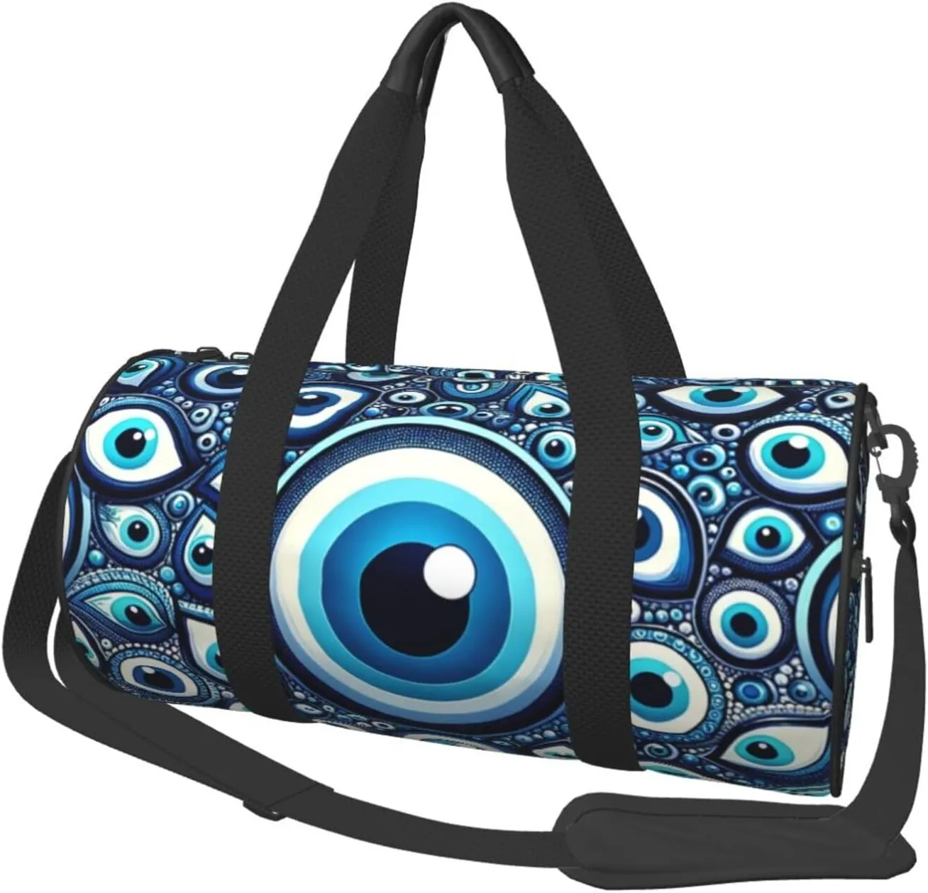 Sports Duffel Bag Greek-Turkish-Blue-Nazar Foldable Travel Tote Bag Weekender Sleepover Carry On Bag