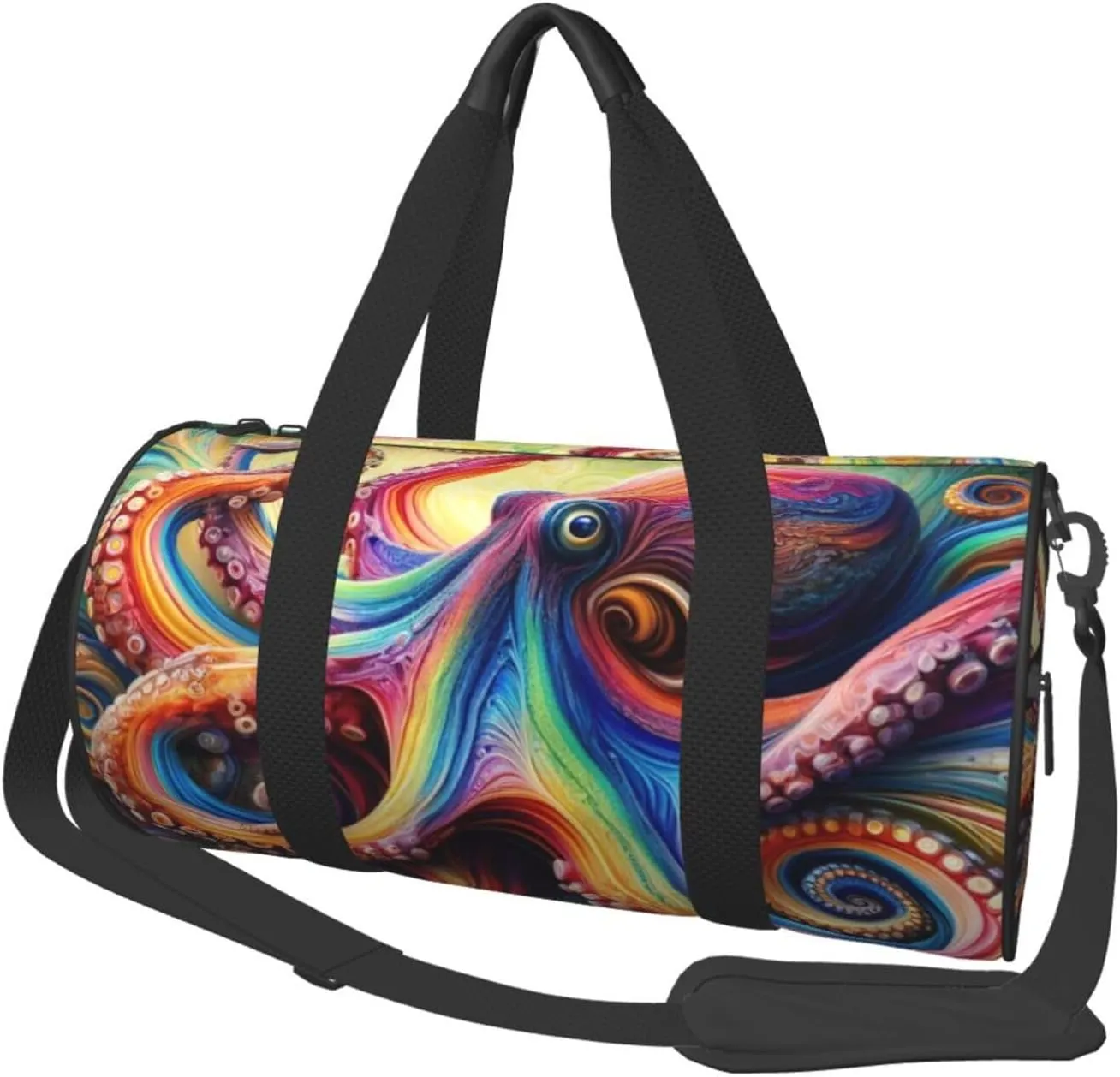 Sports Duffel Bag Inkfish-Colorful-Tentacles Foldable Travel Tote Bag Weekender Sleepover Carry On Bag