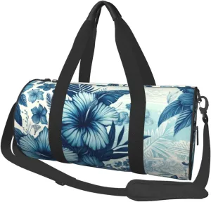Sports Duffel Bag Polynesian-Tribal-Hawaiian-Hibiscus Foldable Travel Tote Bag Weekender Sleepover Carry On Bag