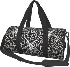 Sports Duffel Bag Satanic-Sigil-Baphomet-Pentagram Foldable Travel Tote Bag Weekender Sleepover Carry On Bag