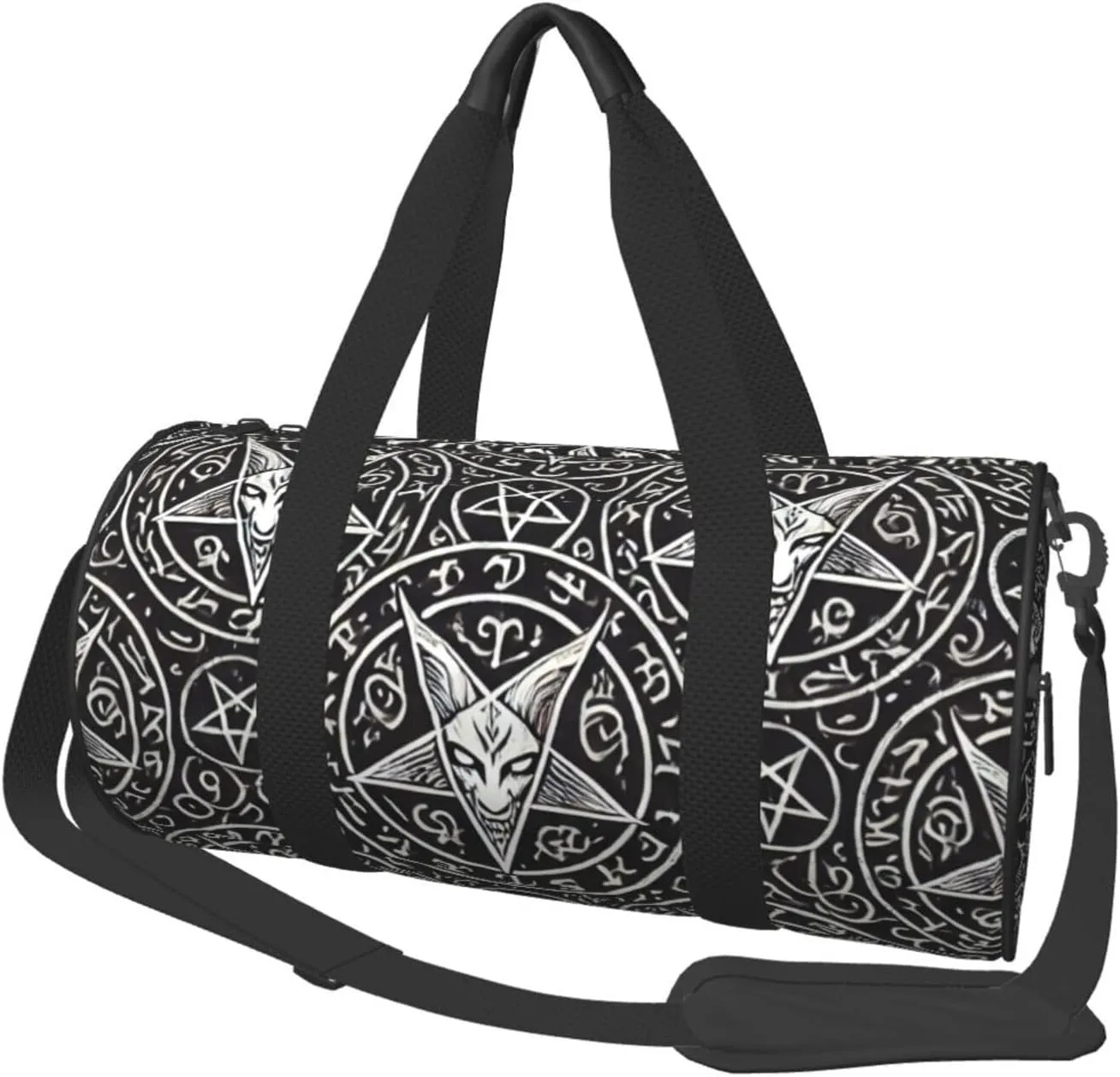 Sports Duffel Bag Satanic-Sigil-Baphomet-Pentagram Foldable Travel Tote Bag Weekender Sleepover Carry On Bag