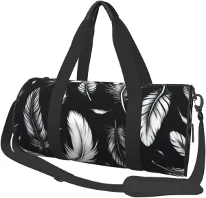 Sports Duffel Bag Scattered-Floating-Feather Foldable Travel Tote Bag Weekender Sleepover Carry On Bag