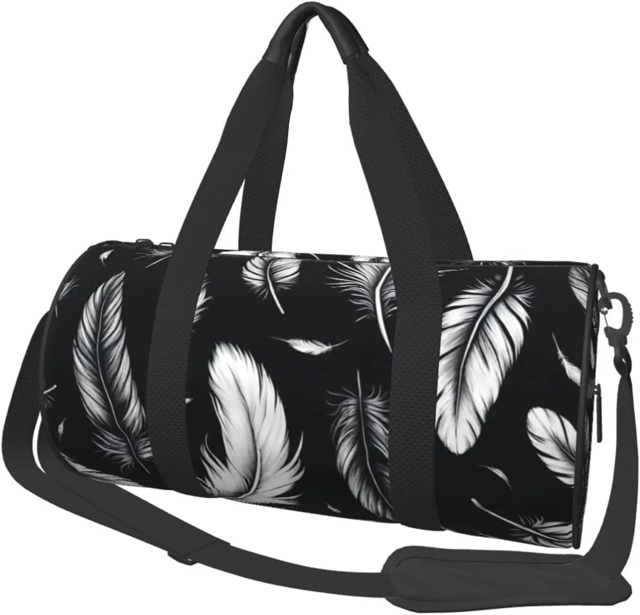 Sports Duffel Bag Scattered-Floating-Feather Foldable Travel Tote Bag Weekender Sleepover Carry On Bag