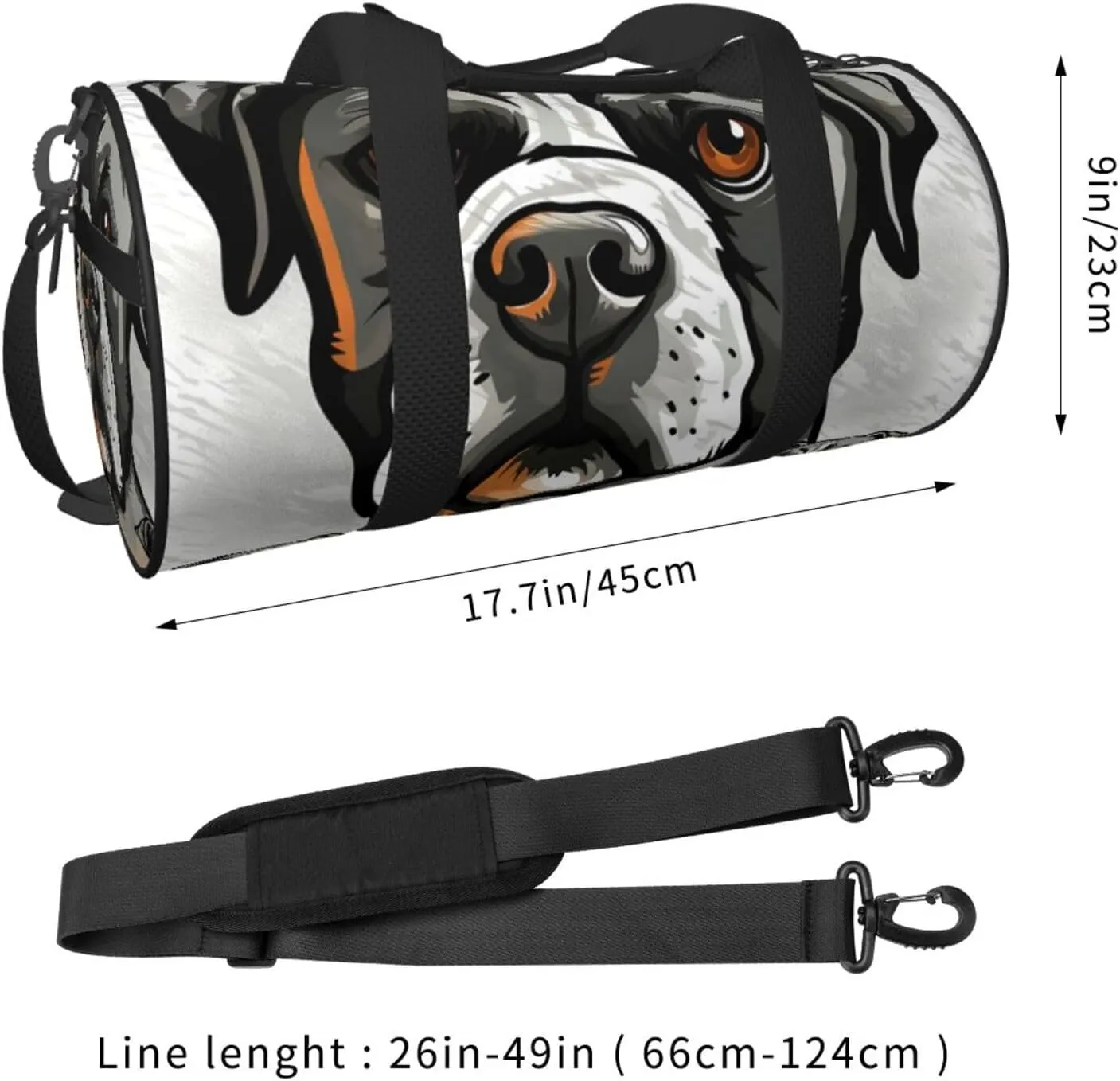 Sports Gym Bag for Women Men Travel Duffel Bag Tote Weekender Bag Carry on Overnight Bag for Travel Swimming Fitness Workout Sports American Bulldog Head Duffle Bag