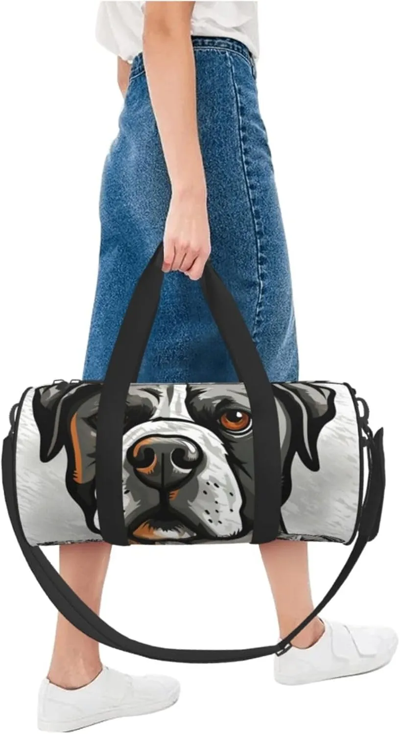 Sports Gym Bag for Women Men Travel Duffel Bag Tote Weekender Bag Carry on Overnight Bag for Travel Swimming Fitness Workout Sports American Bulldog Head Duffle Bag
