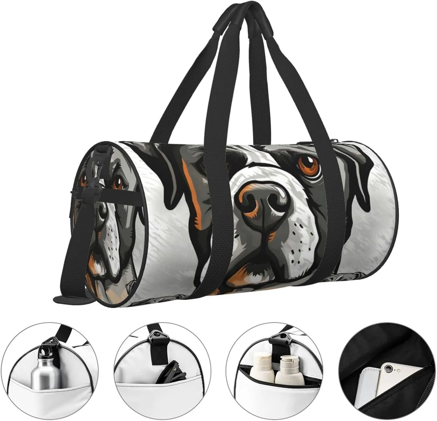 Sports Gym Bag for Women Men Travel Duffel Bag Tote Weekender Bag Carry on Overnight Bag for Travel Swimming Fitness Workout Sports American Bulldog Head Duffle Bag