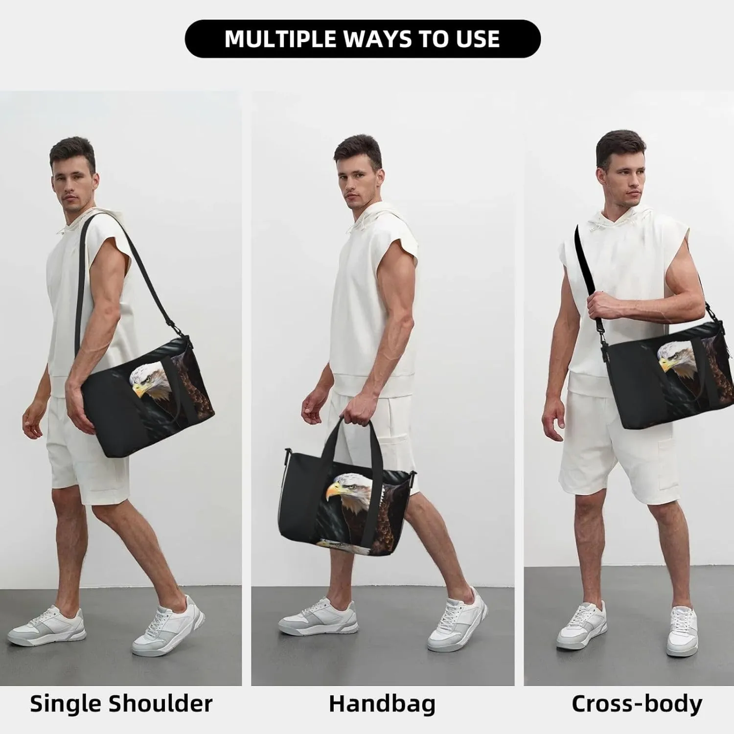 Sports Gym Bag for Women Men Travel Duffel Bag Tote Weekender Bag Carry on Overnight Bag for Travel Swimming Fitness Workout Sports An Eagle Duffle Bag