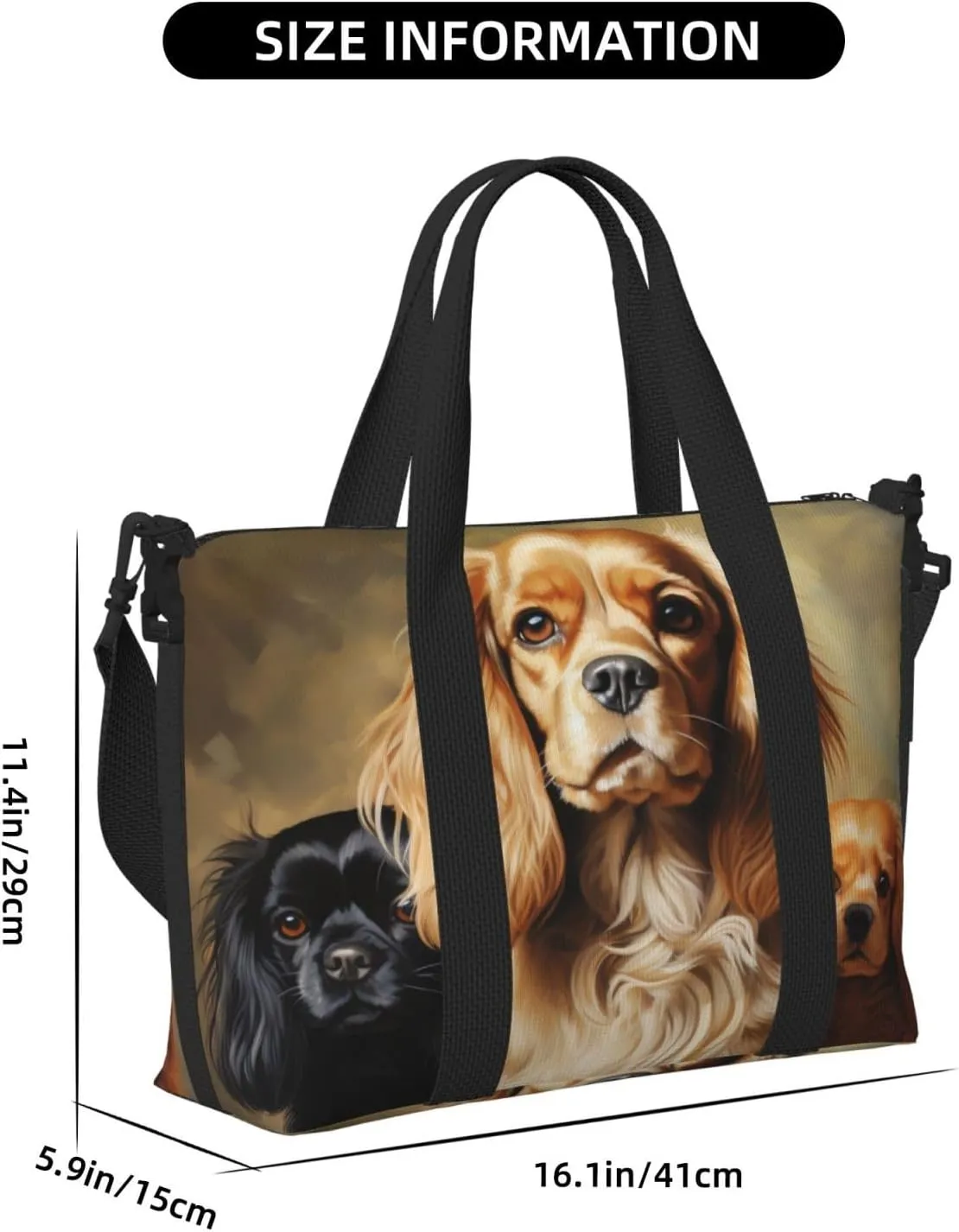 Sports Gym Bag for Women Men Travel Duffel Bag Tote Weekender Bag Carry on Overnight Bag for Travel Swimming Fitness Workout Sports Cocker Spaniel Duffle Bag