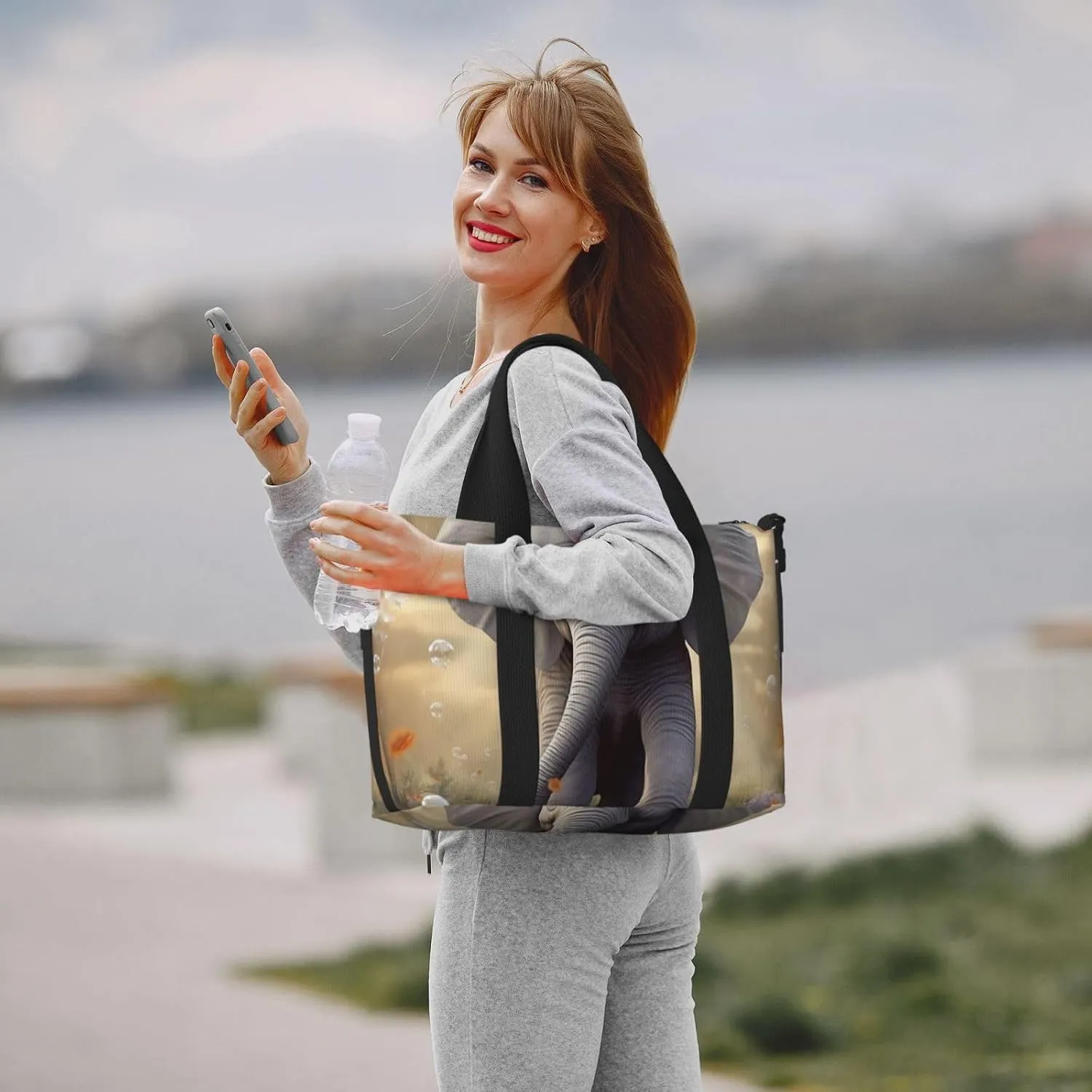Sports Gym Bag for Women Men Travel Duffel Bag Tote Weekender Bag Carry on Overnight Bag for Travel Swimming Fitness Workout Sports Cute Elephant Play Duffle Bag