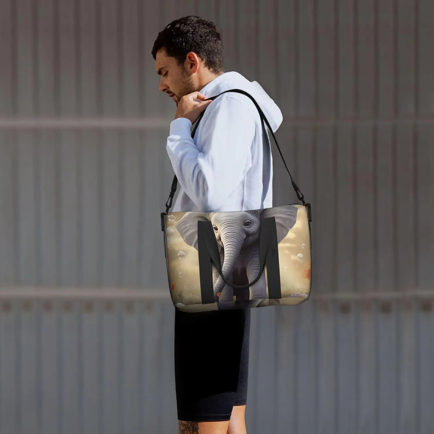 Sports Gym Bag for Women Men Travel Duffel Bag Tote Weekender Bag Carry on Overnight Bag for Travel Swimming Fitness Workout Sports Cute Elephant Play Duffle Bag