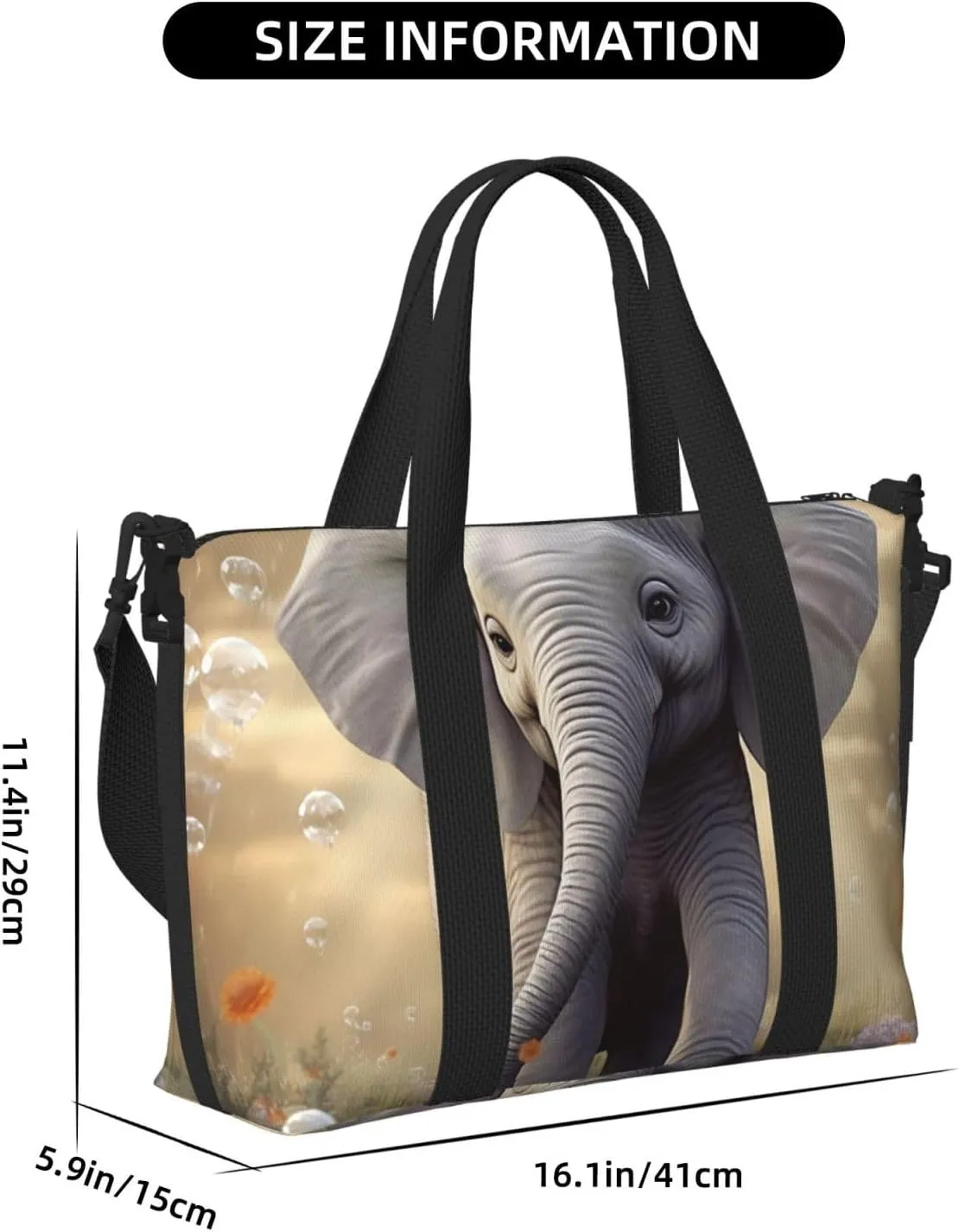 Sports Gym Bag for Women Men Travel Duffel Bag Tote Weekender Bag Carry on Overnight Bag for Travel Swimming Fitness Workout Sports Cute Elephant Play Duffle Bag