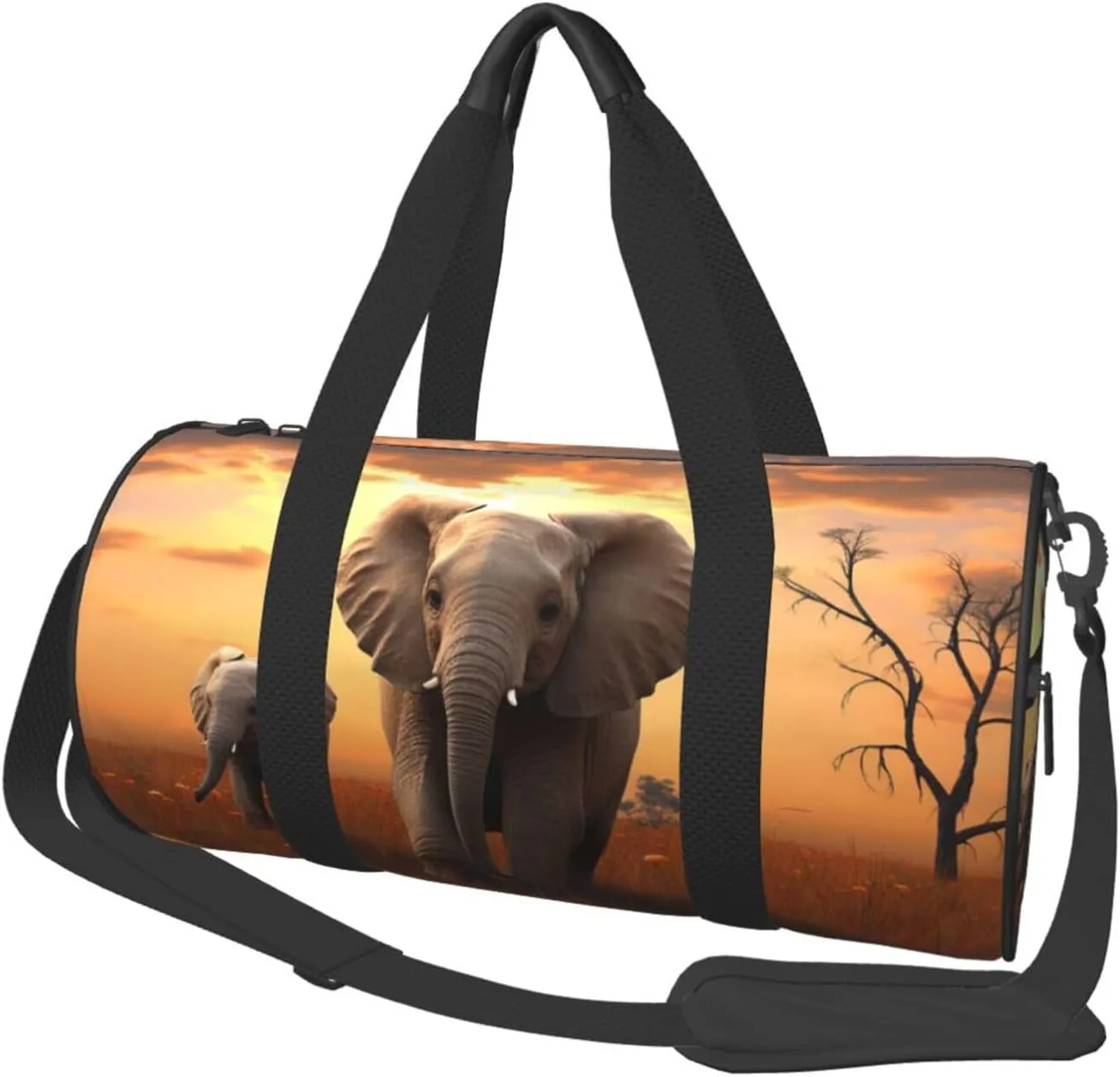 Sports Gym Bag for Women Men Travel Duffel Bag Tote Weekender Bag Carry on Overnight Bag for Travel Swimming Fitness Workout Sports Cute Wild Elephant Duffle Bag