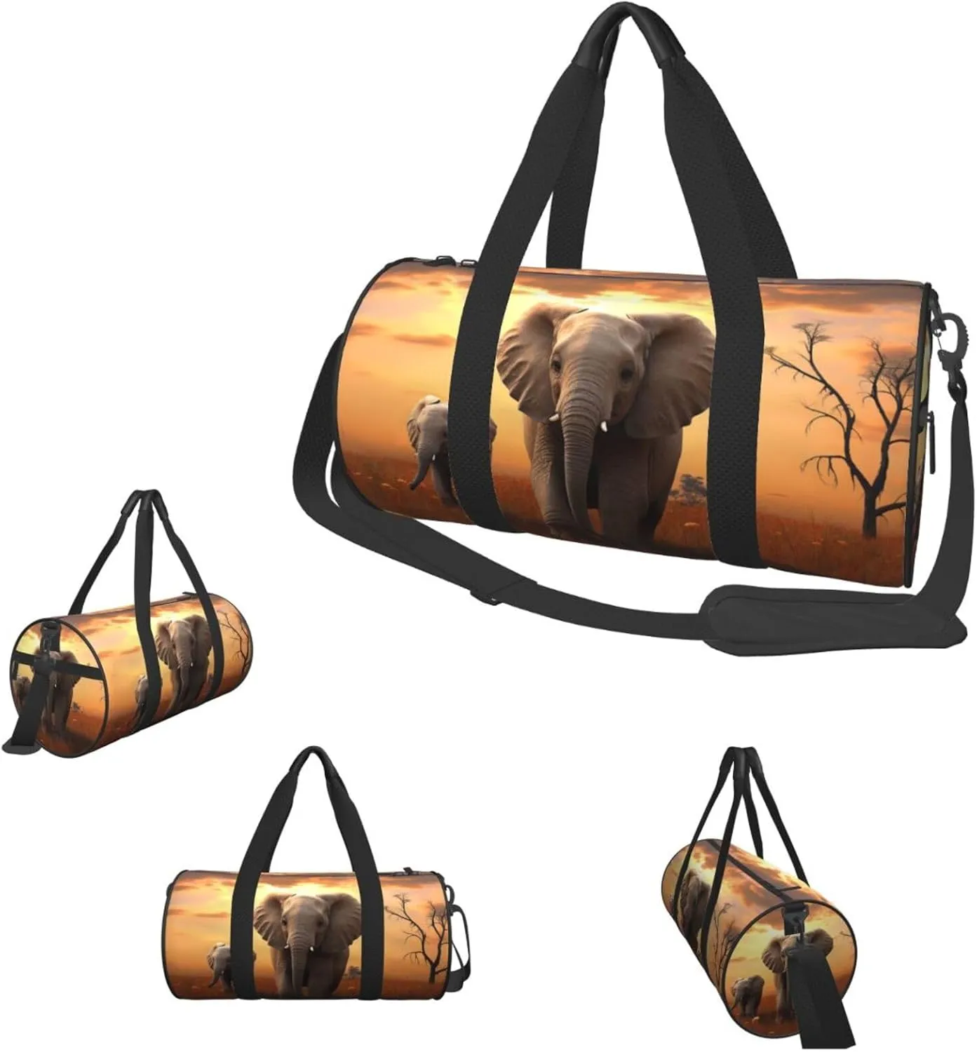 Sports Gym Bag for Women Men Travel Duffel Bag Tote Weekender Bag Carry on Overnight Bag for Travel Swimming Fitness Workout Sports Cute Wild Elephant Duffle Bag