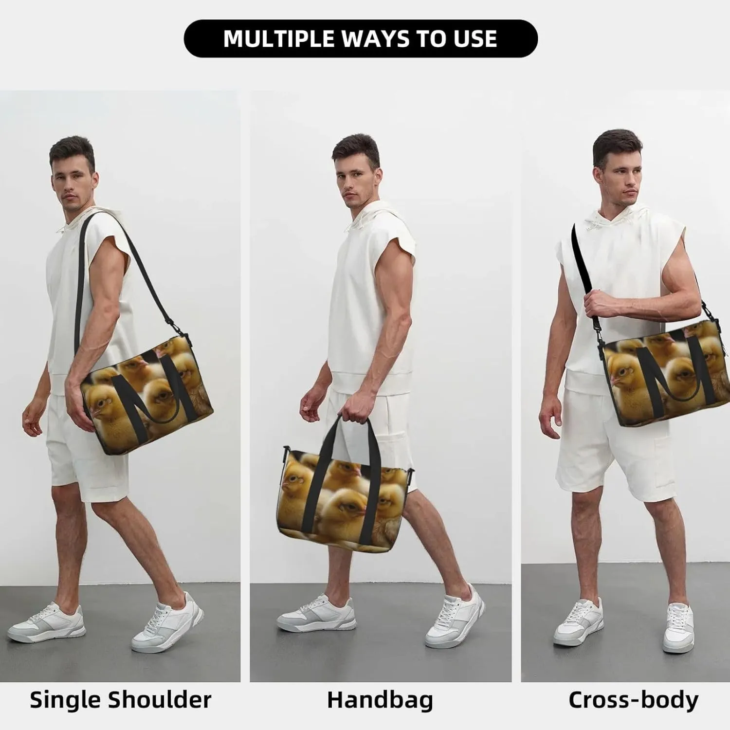 Sports Gym Bag for Women Men Travel Duffel Bag Tote Weekender Bag Carry on Overnight Bag for Travel Swimming Fitness Workout Sports Little Chickens Duffle Bag