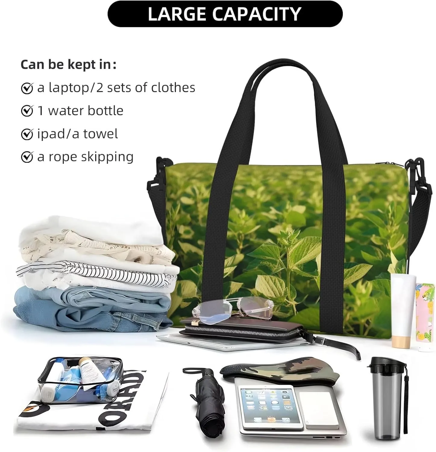 Sports Gym Bag for Women Men Travel Duffel Bag Tote Weekender Bag Carry on Overnight Bag for Travel Swimming Fitness Workout Sports Soybean Field Duffle Bag