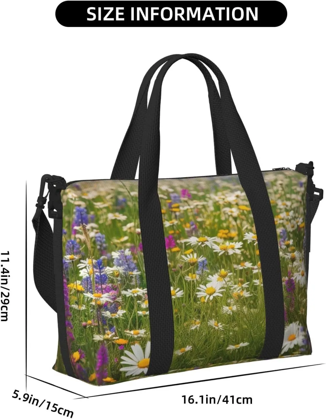 Sports Gym Bag for Women Men Travel Duffel Bag Tote Weekender Bag Carry on Overnight Bag for Travel Swimming Fitness Workout Sports Spring Meadow Flowers Duffle Bag