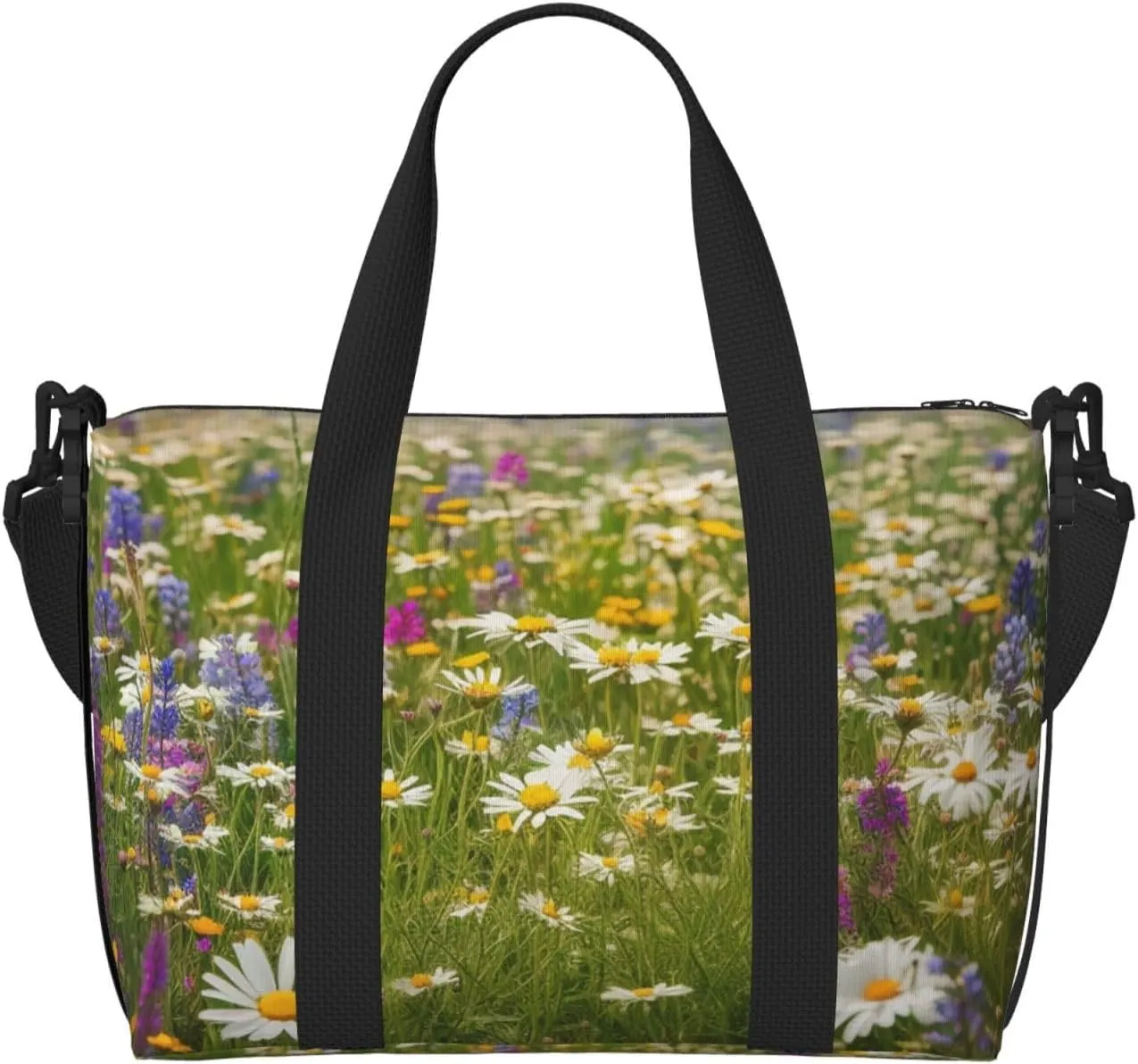 Sports Gym Bag for Women Men Travel Duffel Bag Tote Weekender Bag Carry on Overnight Bag for Travel Swimming Fitness Workout Sports Spring Meadow Flowers Duffle Bag